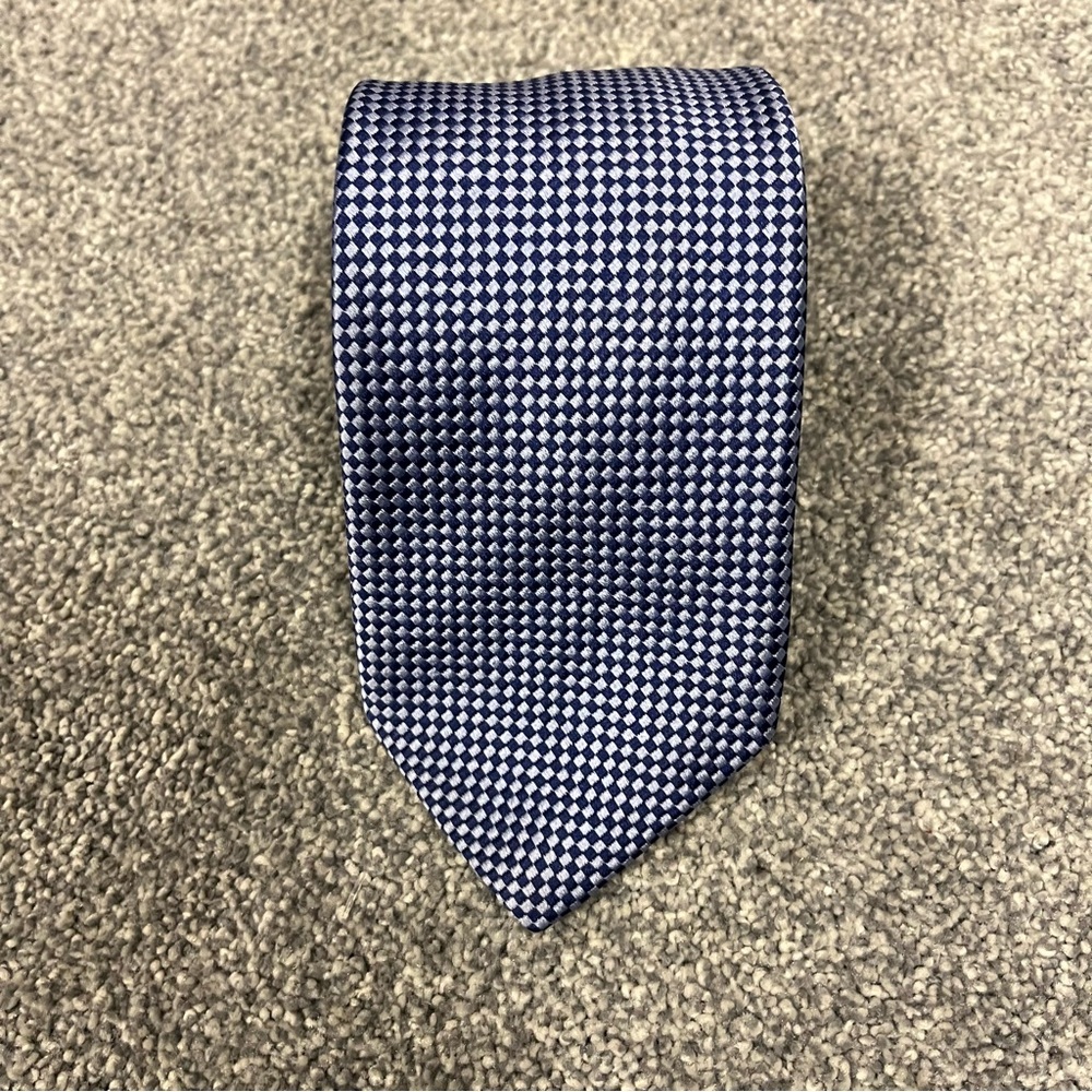 David Donahue Tie Blue Woven Designer Suit Necktie Mens Casual